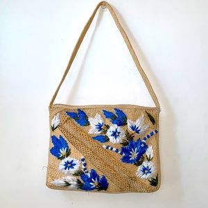 Raffia Straw Satchel Jamaica VINTAGE Summer Beach Bag